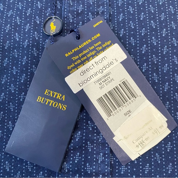 Polo Ralph Lauren men's slim fit blue indigo button-up shirt, S - Picture 4 of 11